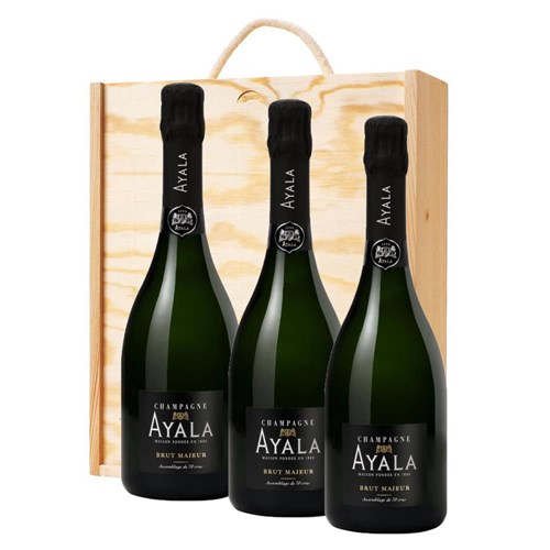 Ayala Brut Majeur Champagne NV 75 cl Treble Pine Wooden Gift Boxed (3 x 75cl)
